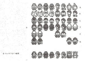 Prototype des sprites de personnages issu du pitch conceptuel de Pokémon