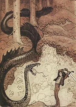 Représentation d'un Lindworm, par John Bauer (1911)