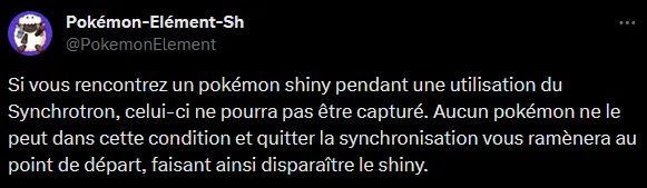 Tweet de Pokémon SH expliquant une faille dans la synchronisation du Disque Indigo