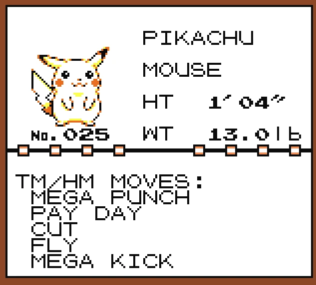 Pokémon Yellow Legacy permet de voir les capacités apprises par un Pokémon.